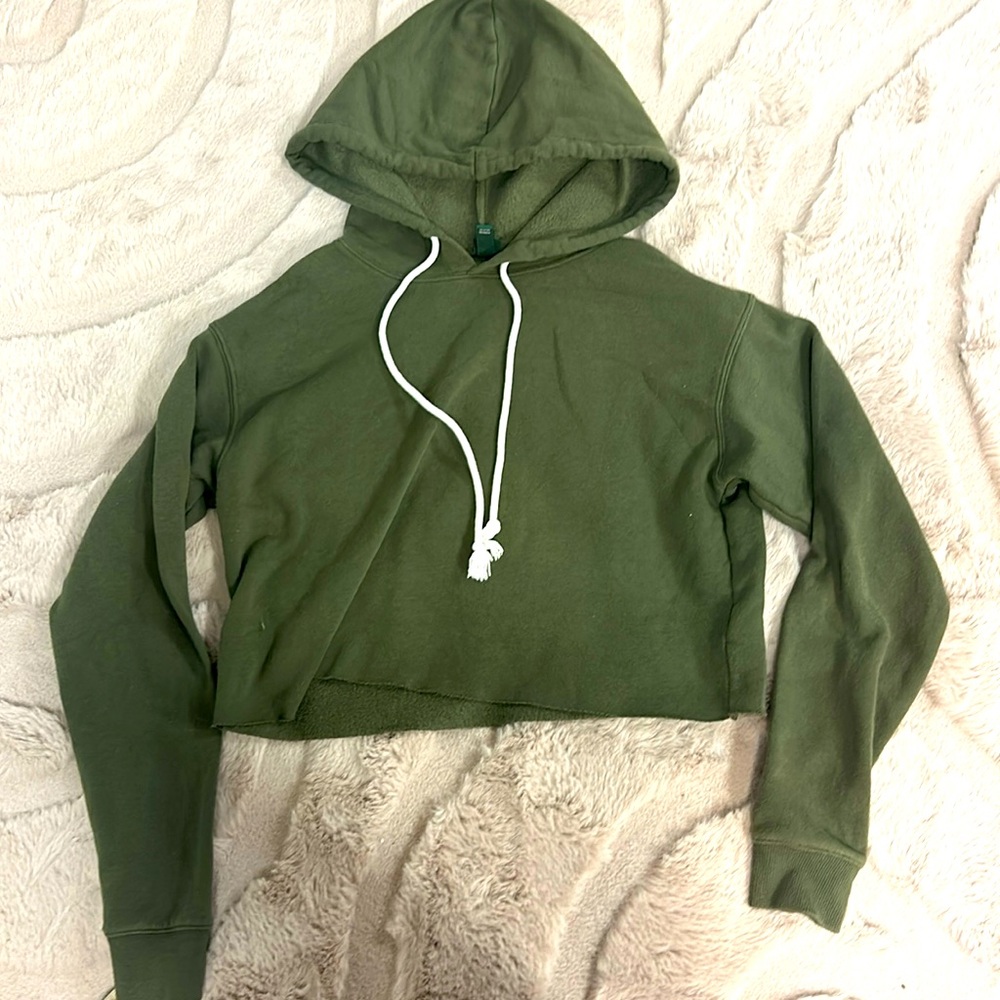 Xs green cropped hoodie